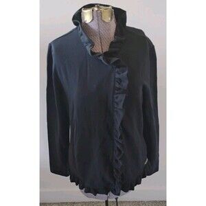 Matilda Jane All Is Calm Jacket Women's S Black Ruffle Boho Preppy Artsy EUC